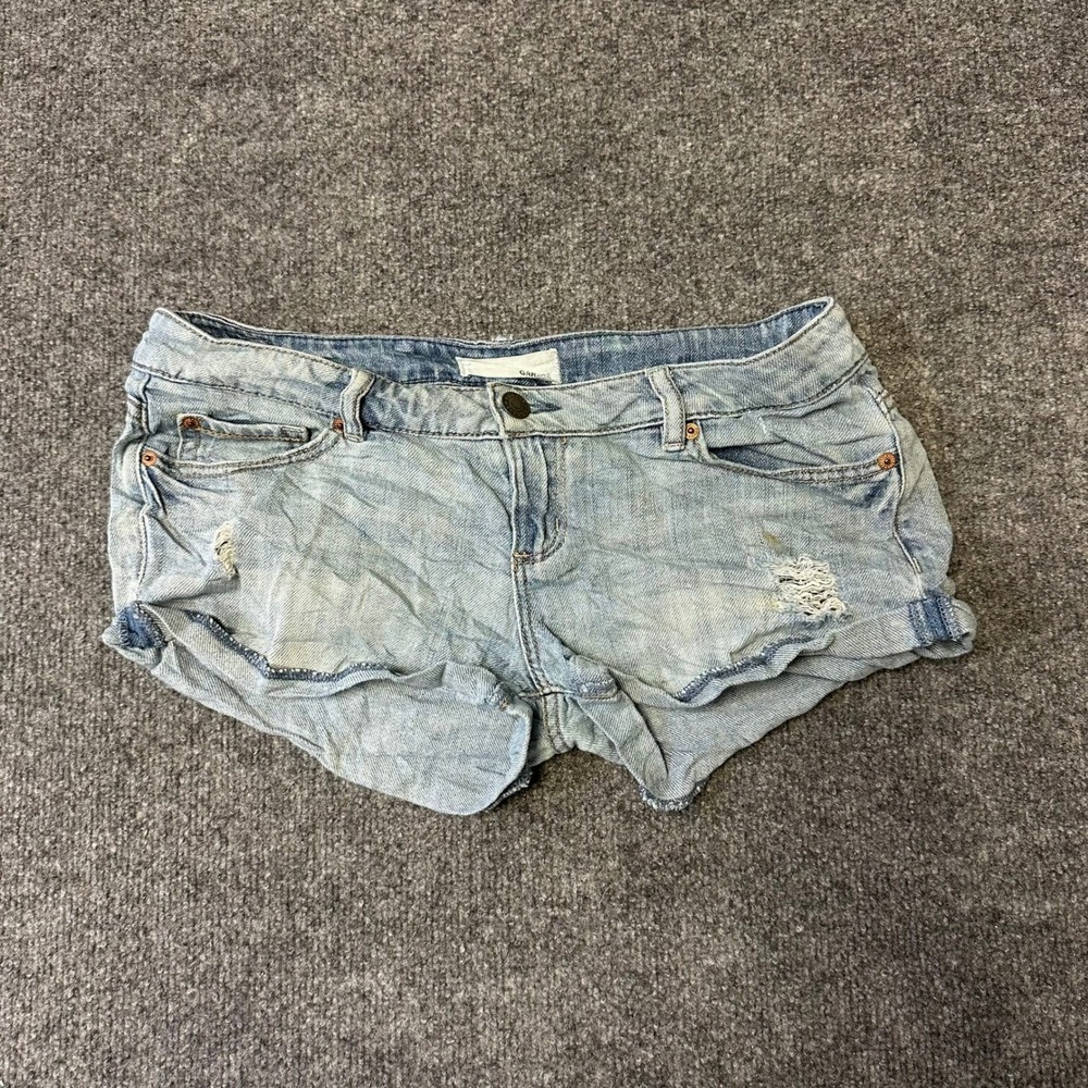 Garage Denim Shorts Womens Size 5 Light Wash Distressed Flirty Short Stretch